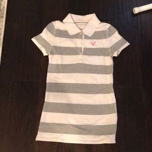 Grey and white polo shirt